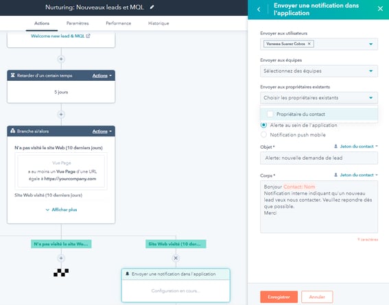 Création d'un workflow dans HubSpot