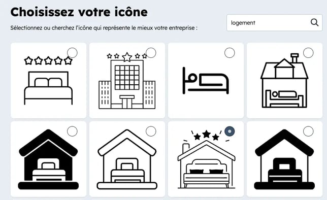 Choix d'icône pour son hôtel