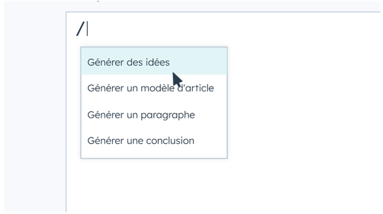 Exemple d'utilisation du générateur de texte intelligent de HubSpot