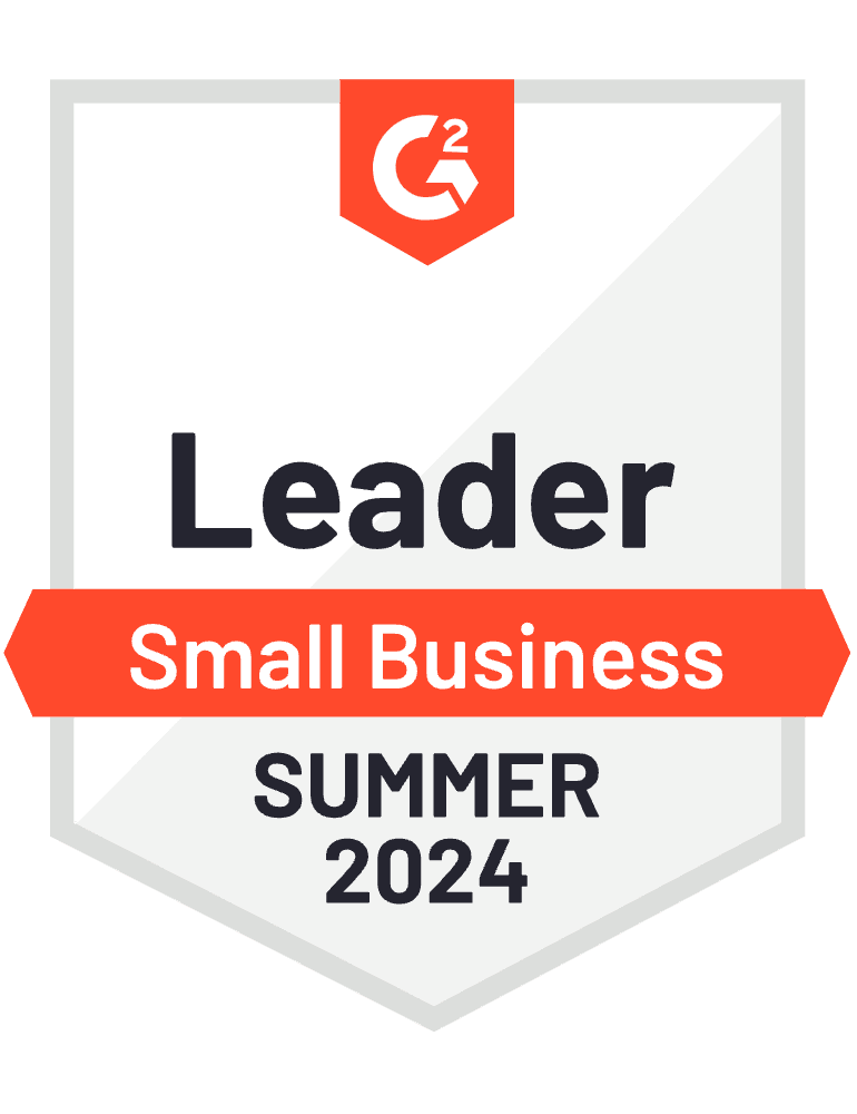 G2 Badge: Leader, Small Business, Summer 2024