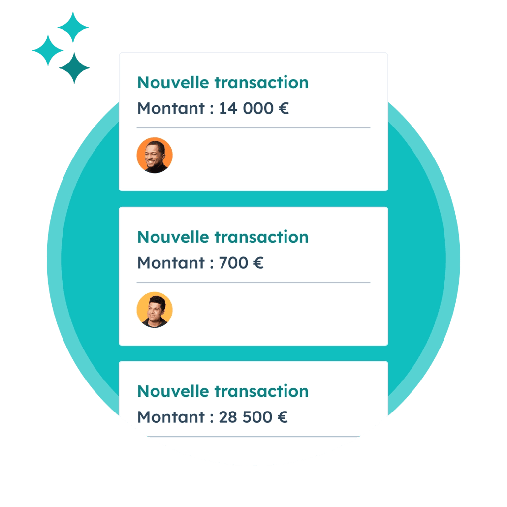 Tableau de bord de prospection commerciale avec les transactions en cours