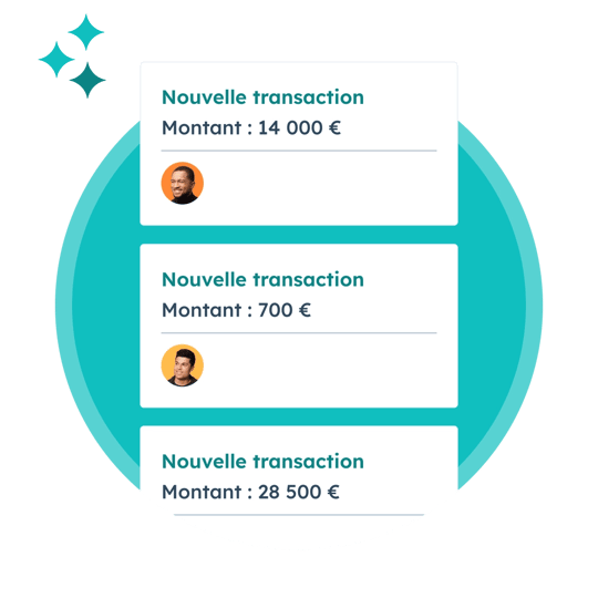 Tableau de bord de prospection commerciale avec les transactions en cours