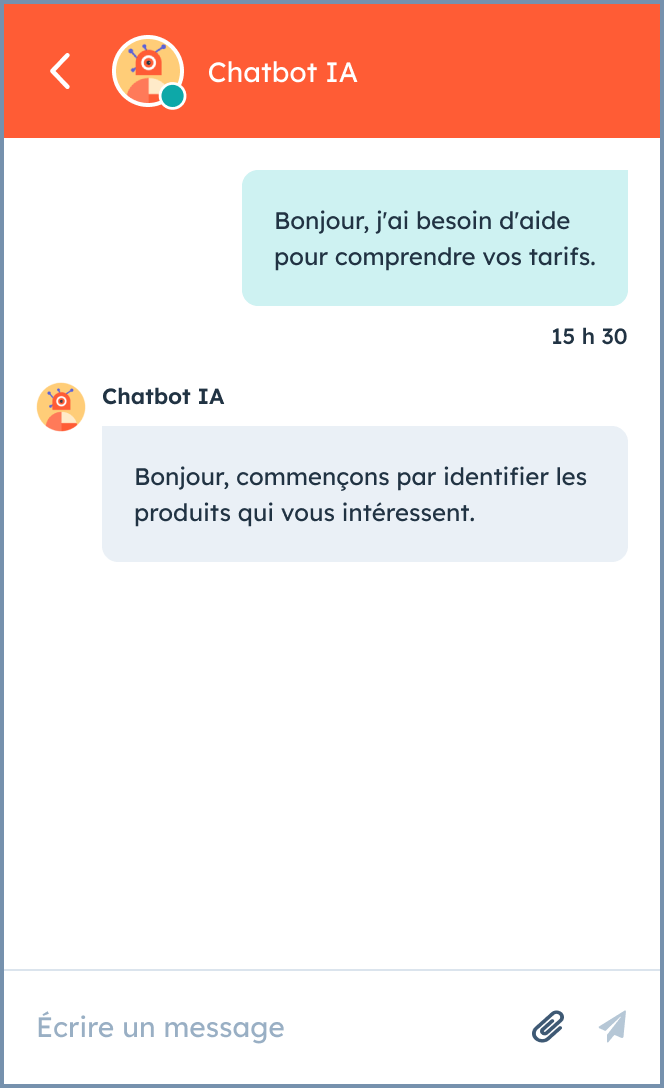 Exemple d'un module de chatbot gratuit créé sur une page web