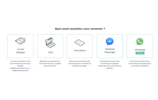 Choix du canal de messagerie dans HubSpot avec l'intégration WhatsApp