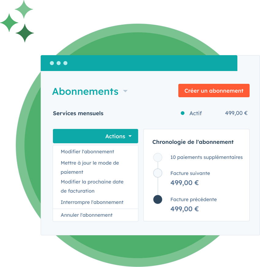 Application de gestion des abonnements de HubSpot