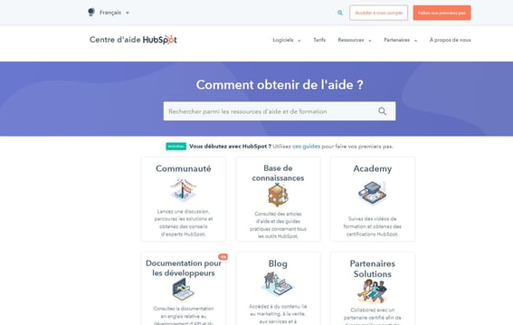 support client HubSpot avec base de connaissance