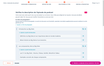 Résumé d'un podcast généré par l'IA