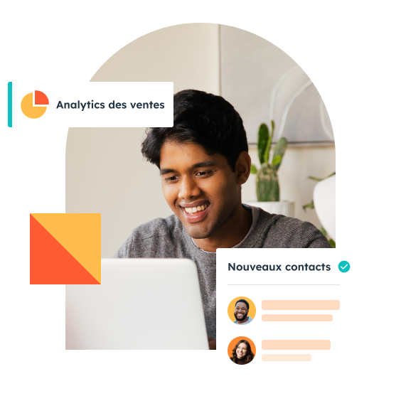 Utilisateur HubSpot Starter consultant les analytics des ventes et les nouveaux contacts générés sur son compte HubSpot