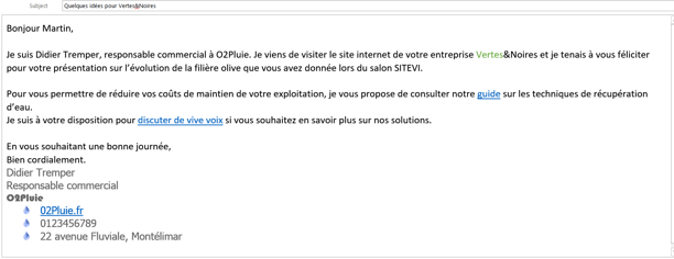 Exemple d'emailing : e-mail de prospection