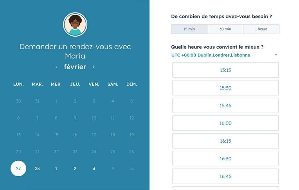 Logiciel de prise de rdv en ligne gratuit : HubSpot Réunions