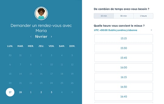 Logiciel de prise de rdv en ligne gratuit : HubSpot Réunions