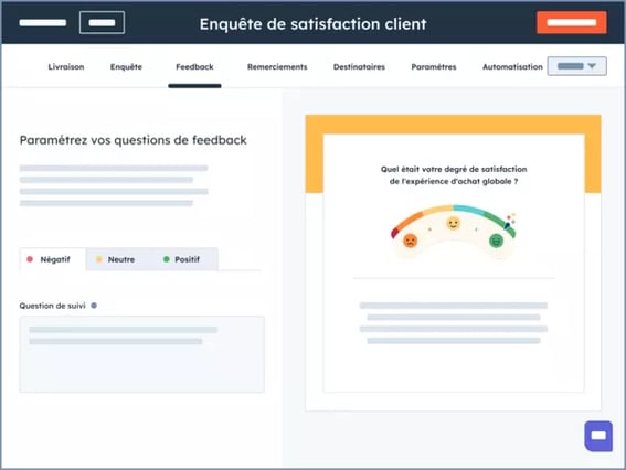 Enquête de satisfaction suite à un chat