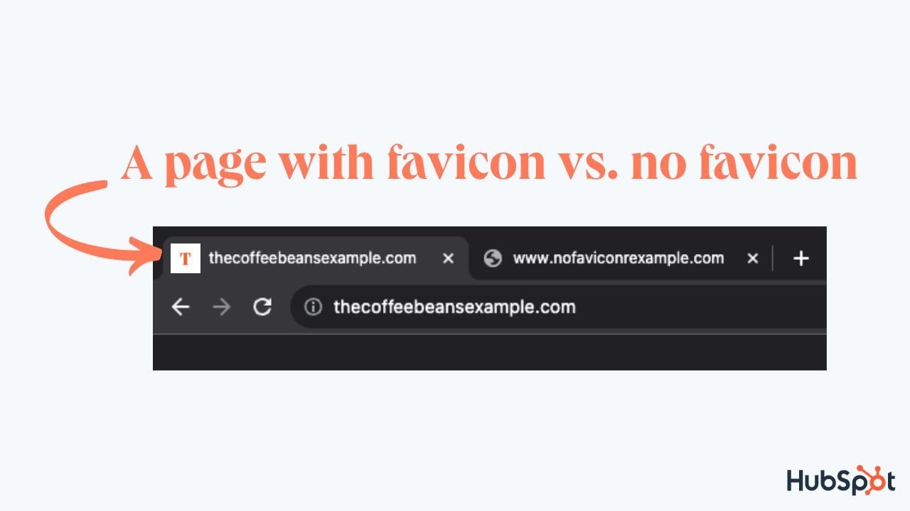 Différence entre une page avec favicon et une page sans favicon