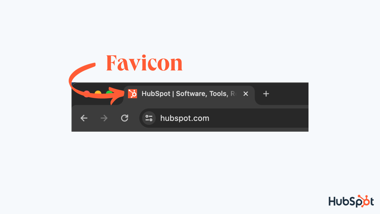 Exemple de favicon : favicon du site de HubSpot