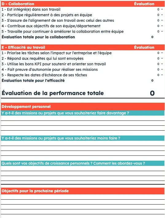 Exemple d'entretien annuel : développement personnel