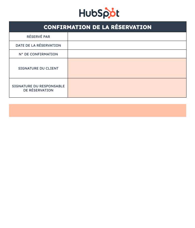 Fiche de réservaion hôtel : page 3 - confirmation et signature