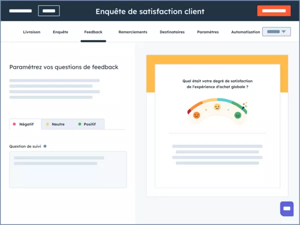 Demande de feedback après une expérience sur le live chat