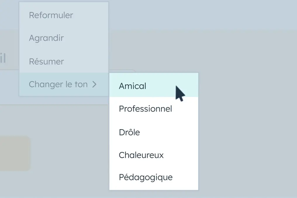 Outil de paraphrase intelligent de HubSpot adaptant le ton de voix