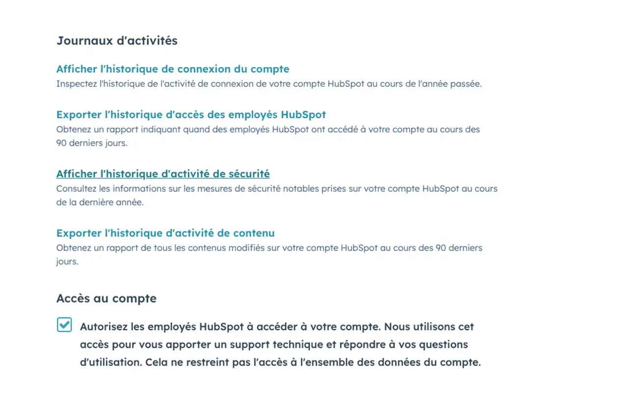 Les journaux d'activité suivent les modifications du site web