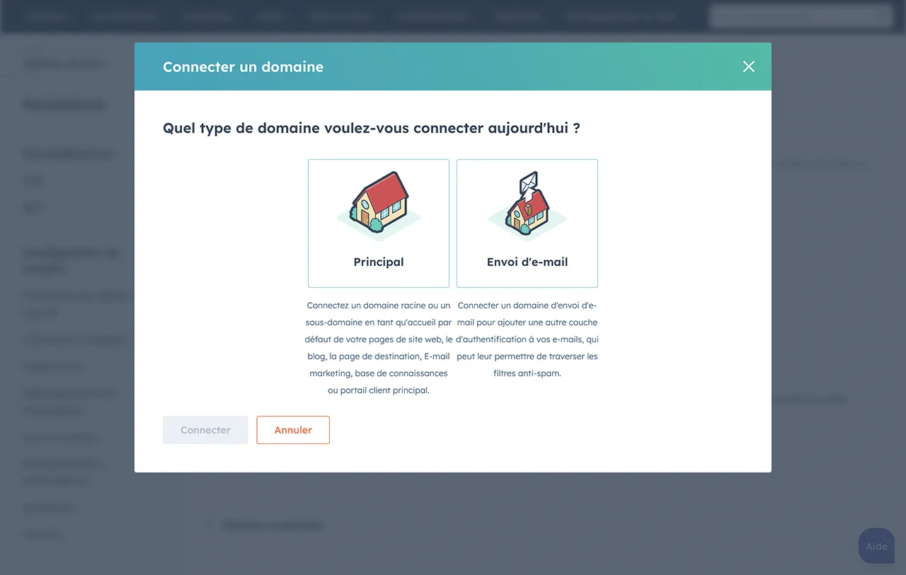 Options pour connecter un nom de domaine principal ou un domaine de messagerie