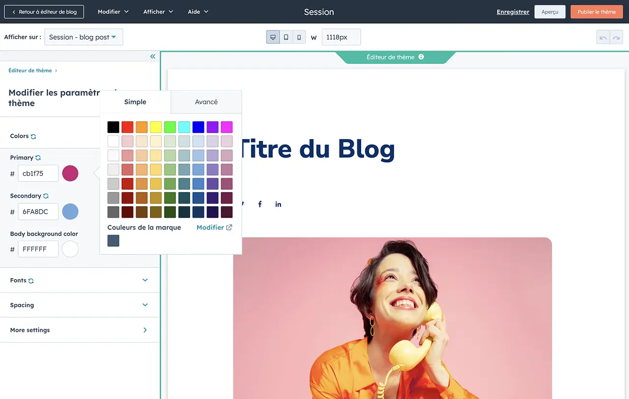 Fonctionnalités de branding de l'outil de création de blog gratuit