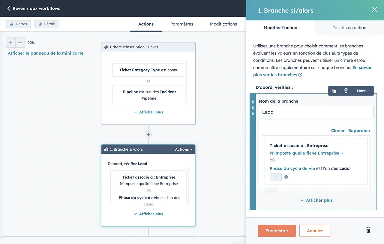 Vue d'un workflow d'automatisation des processus