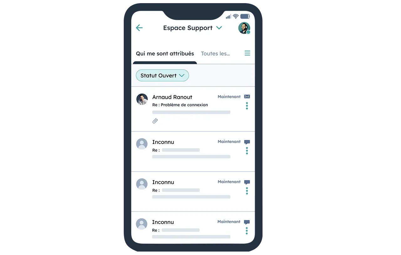 Espace de support sur smartphone