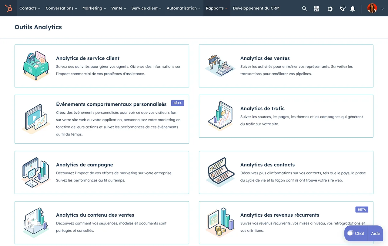 Navigation des rapports sur les analytics de service client