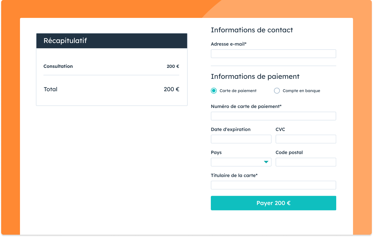 Création d'une page de paiement