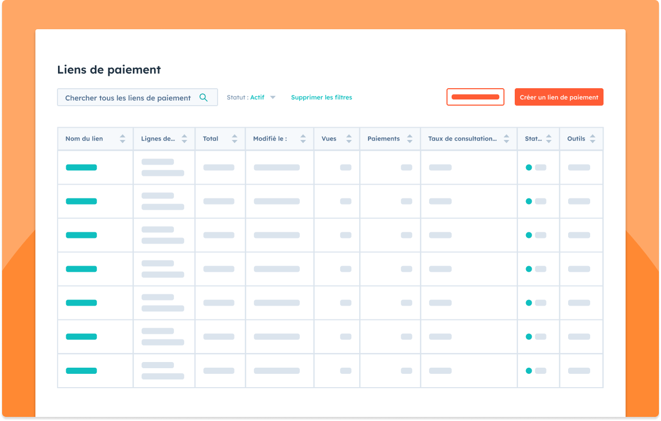 Liste des liens de paiement existants