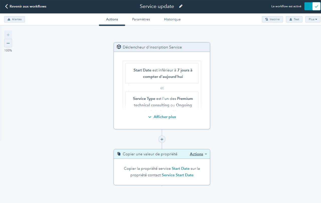 workflows d'un objet personnalisé