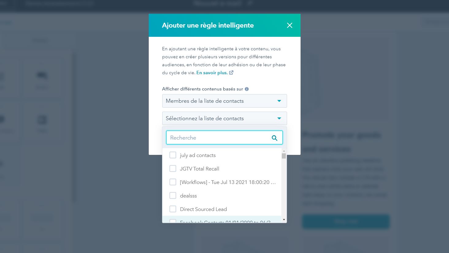 Création d'une règle intelligente pour effectuer le suivi des leads