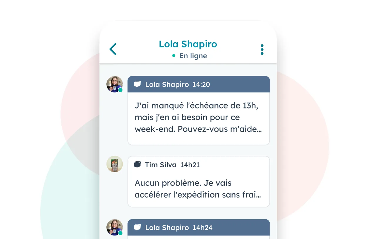 Chat client dans l'application mobile HubSpot