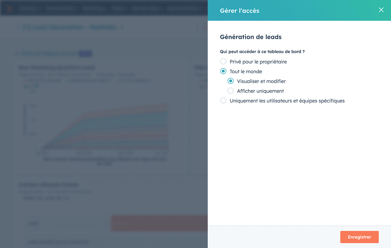 Gestion des accès aux différents tableaux