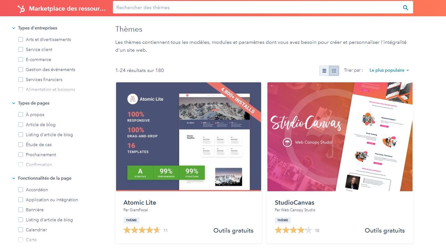 Exemples de templates de sites web de HubSpot