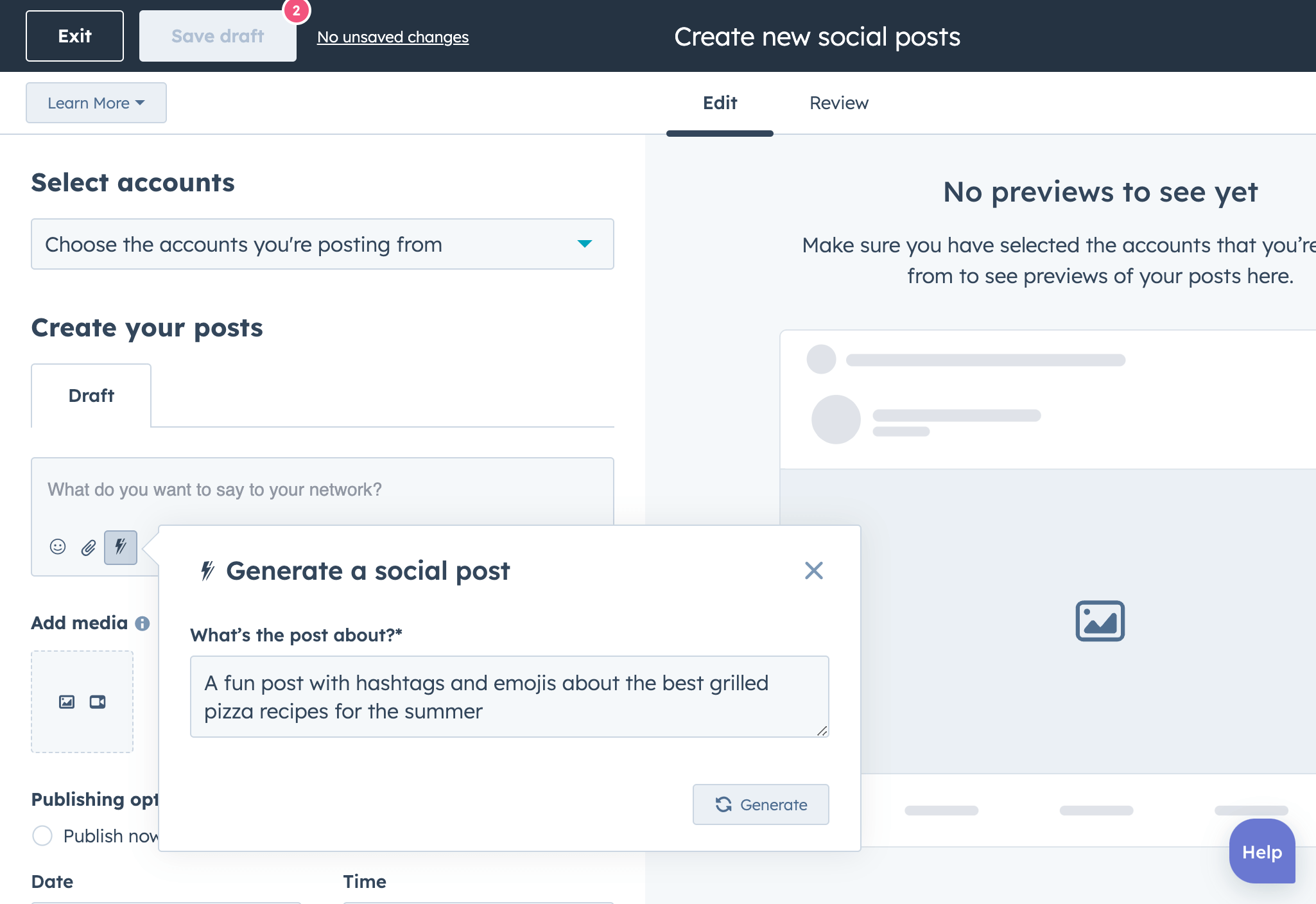 Générateur de publications sur les réseaux sociaux parlant de recettes de pizzas