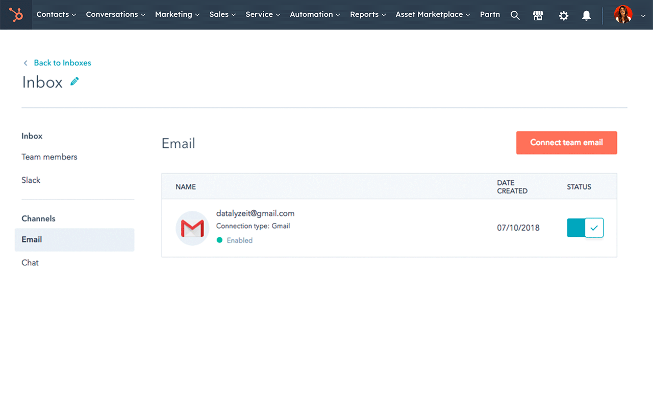 Connexion avec Gmail