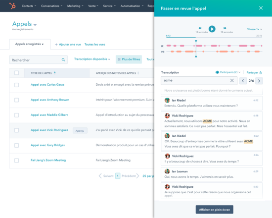 Enregistrement des appels et analyse de la conversation téléphonique